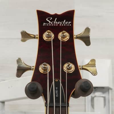 Used Schecter Elite-4 Bass Guitar Red image 11
