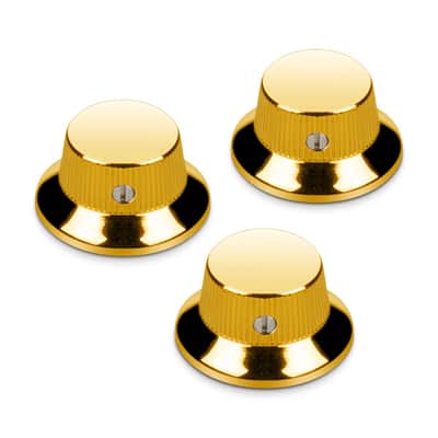 Schaller Germany Set of (3) Metal Strat/Stratocaster Knobs, Gold, 15010500 image 1