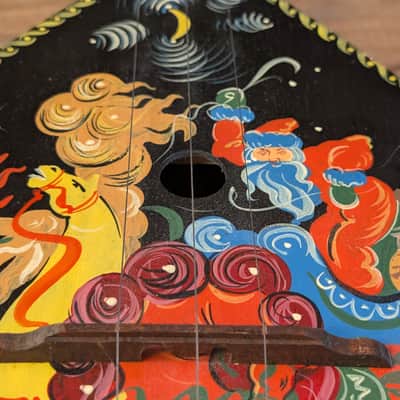 Unbranded Russian Balalaika 3 String Guitar Black Original Hand Painted Graphics image 6