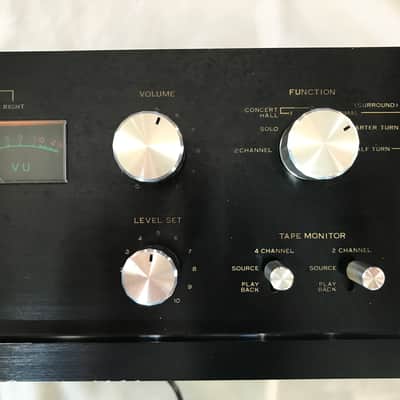 Sansui QS-1 1970’s - Black brushed aluminum faceplate, walnut finished veneer top and side image 5