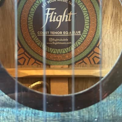 Flight Comet EQ-A Blue Tenor Ukulele - Solid Mango and Flame Maple 2020 - Blue Tiger image 10