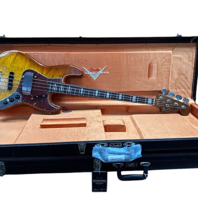 Fender Custom Shop 1964 RELIC Artisan Jazz Honeyburst Flame Burl ROASTED Maple Neck/Rosewood *IN STOCK image 16