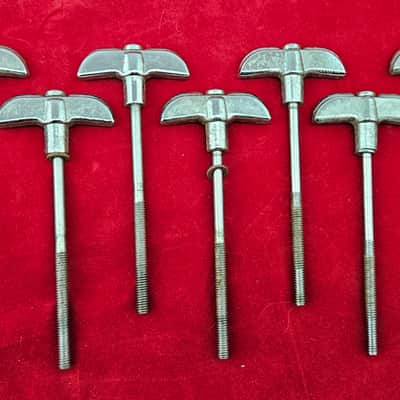 Rogers Big R Series 4.75" Bass Drum Tuning Rods Set Of 7 1970s - Chrome image 1
