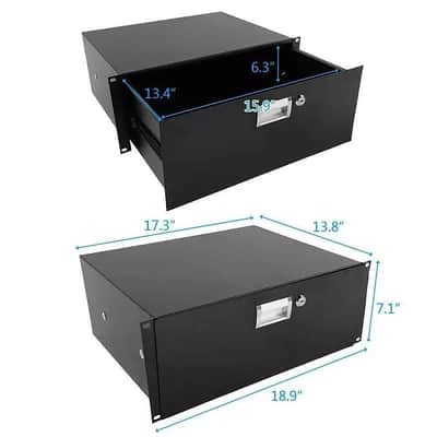 Rack Mount DJ 19" Rack Road Case Equipment Deep Drawer Locking 4U image 2