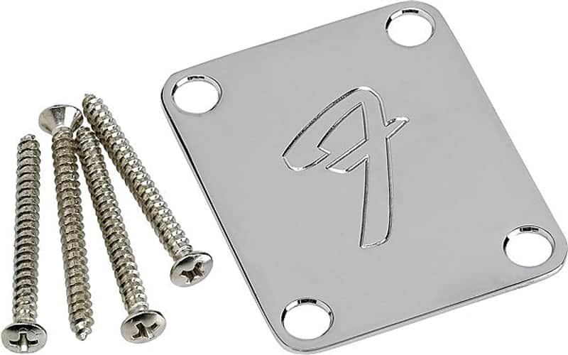 Fender 099-1448-100 Vintage-Style 4-Bolt Neck Plate with F Logo image 1