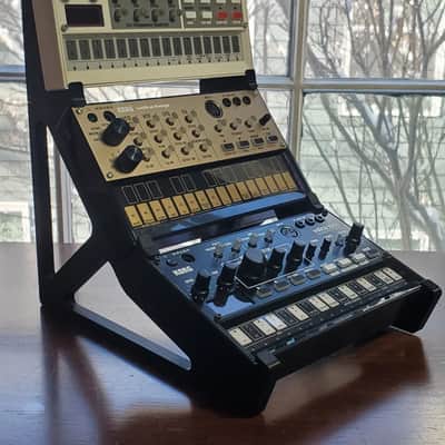 PatchPoint3D Korg Volca 3-Tier 3D Printed Desktop Stand Black PLA for Beats Keys Bass Nubass FM Mix Sample Synthesizer Mixer Drum Rhythm Machine Sampler