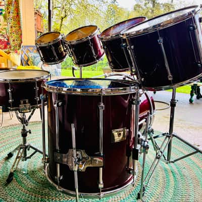Premier Signia Marquis Rare 7-Piece Kit – 1999 UK Maple – Cherry Red – Flagship Series – w/ Cases EX image 4