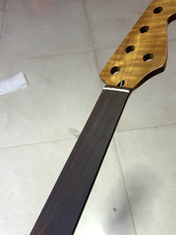 Fretless 5-String Roasted flame Maple Bass guitar Neck 20fret Rosewood parts image 1