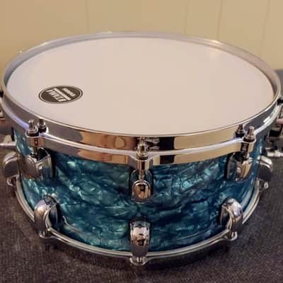 Tama Starclassic Walnut Birch 6.5" x 14" Snare Drum Turquoise Pearl image 2