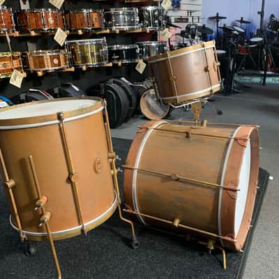 *WOW!* A&F Drum Co. 3-Piece 12/14/18 Royal Brass Bop Drum Kit Set with Wood Bass Drum Hoops image 6