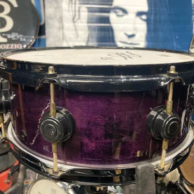 Terry Bozzio's DW - 5.5x13" Craviotto Solid Shell Snare Drum - Transparent Purple Lacquer - Autographed! image 9