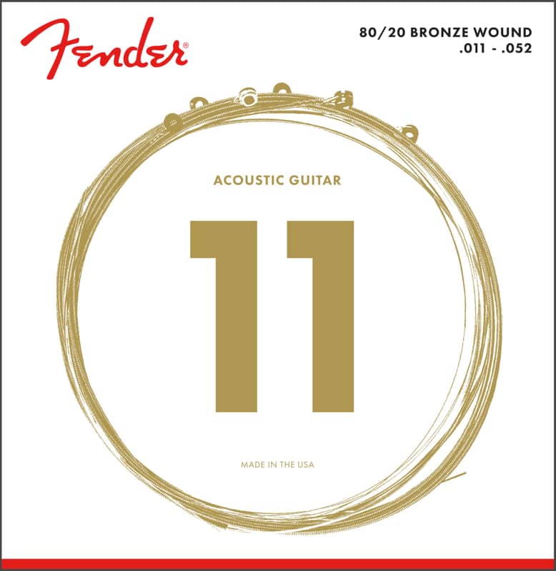 Fender 80/20 Bronze Acoustic Strings, Ball End, 70CL .011-.052 Gauges, (6) image 1
