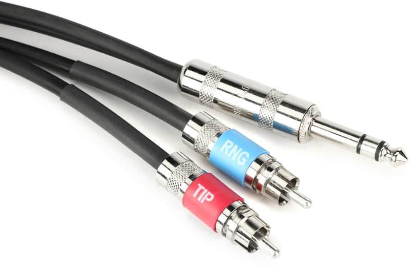Pro Co IPBQ2R-3 1/4-inch TRS Male to Dual RCA Male Cable - 3 foot image 1