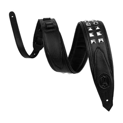 Levy's 2.5" Rebel Series Silver Studded Strap Garment Leather - Black