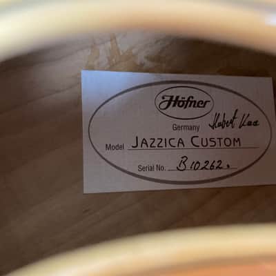 2001 HOFNER Jazzica Custom Archtop Guitar, Blonde Flamed Maple, w/Original Hofner Floating PUP, Hofner Hardshell Case image 20