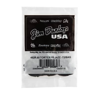 Dunlop 482R.60 Tortex® Pitch Black Jazz III Guitar Picks 72 Picks image 1