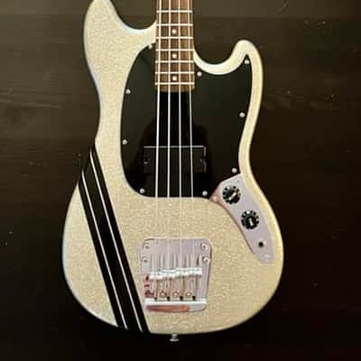 2015 Squier by Fender Mikey Way Signature Mustang Bass - Large Flake Silver Sparkle image 13