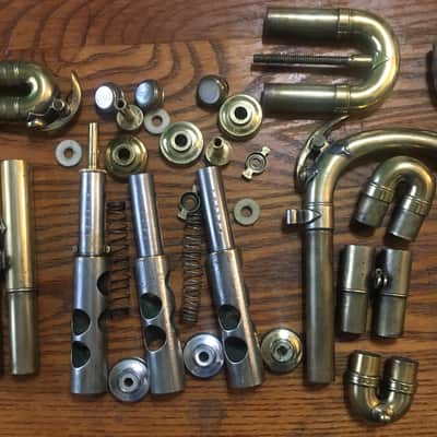 SUMMER DEAL CONN 80A 1923 GOLD PLATE CORNET STENBERG NEEDS SOME CLEAN UP SOLDER AREAS VALVES SEEM  GOOD PLAY DECENT GOLD PLATE WEAR NOT PERFECT image 5