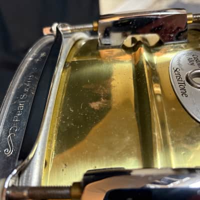 Remo Pearl Custom Alloy SensiTone SNARE Drum Coated Ambassador - Brass Shell - Used image 13