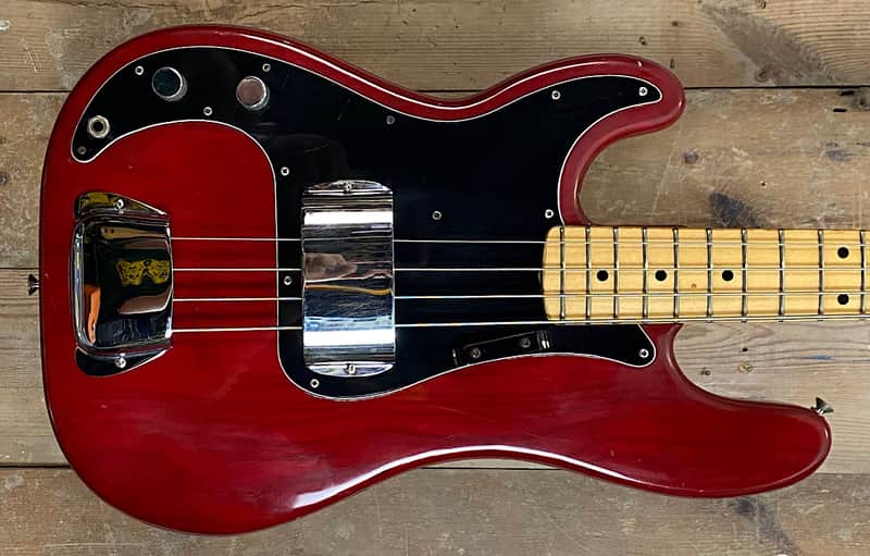 Fender Precision Bass Left-Handed with Maple Fretboard 1970 - 1983 - Ruby Red image 1