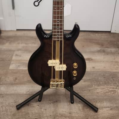 1980's Cort Bass Guitar 4 string 1980's - Glossy brown/black wood finish image 1