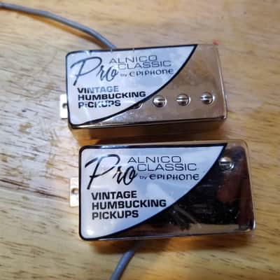 Epiphone  Alnico Classic PRO P.A.F. Humbucker Set Alnico V Nickel Silver Covers 4 Conductor Lead image 1