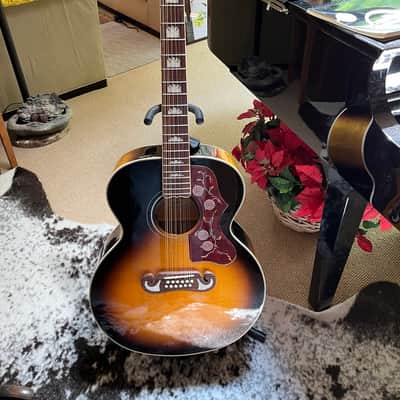 Epiphone J-200 12 string acoustic guitar, pickup, case 2021 - sunburst image 22