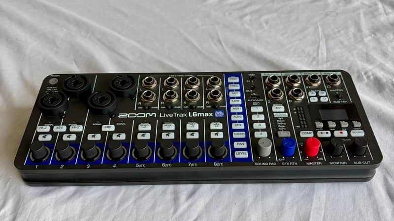 Zoom LiveTrak L6max Digital Mixer and Recorder, 12-Channel, 32-Bit Float, Battery Powered, 4 Combo + 8 Stereo Inputs, MIDI, Effects, Sound Pads, 3-Band EQ, AI Noise Reduction