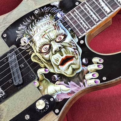 Custom Tele-Style Partscaster Frankenstein w/ ESP LTD Alexi Laiho Neck, Dual Blade Humbucker & Satin Green Finish image 2
