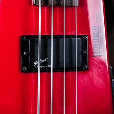 1988 Hohner B2 Headless Bass red image 3