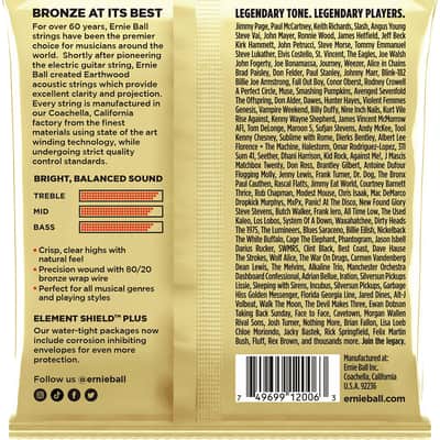 Ernie Ball 2006 Earthwood 80/20 Bronze Extra Light Acoustic Guitar Strings (10-50) 2010s - Bronze image 2