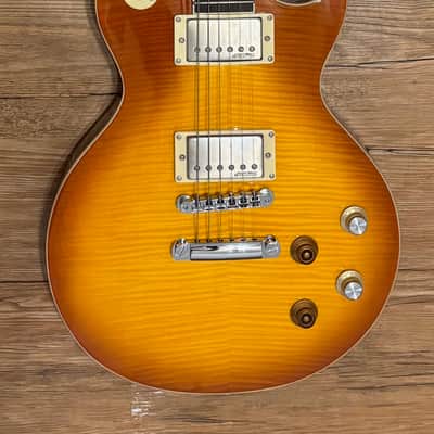 Vintage V100 PGM Reissued Series Lemon Drop Flame Top Guitar image 3