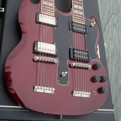 Burny  Jimmy Page Red RSG-140 Double Neck Guitar CIRCA 1992 Cherry Red image 10
