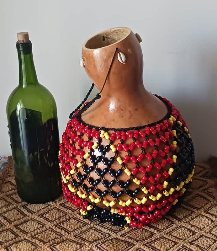Jumbo Nigerian netted gourd rattle (sekere) image 1