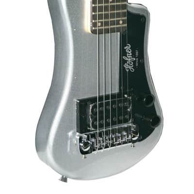 Hofner HCT-SH-SBT-O Shorty Travel Electric Guitar Metallic Silver with gig bag image 1