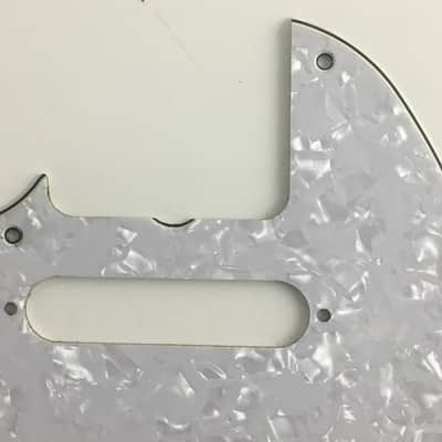 Vintage Lefty Pickguard For Fender Style Guitar Left 4ply Relic White Pearl Tele image 8