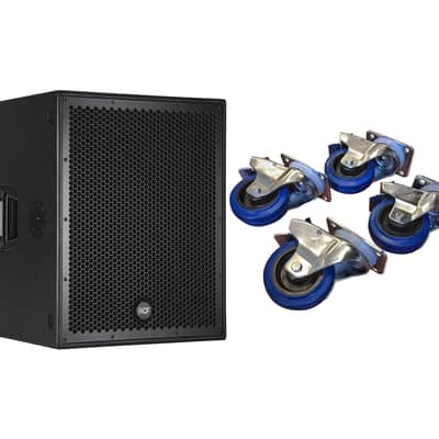 RCF Sub 8004-AS Active Subwoofer Speaker + Casters 4-Pack Locking Wheels image 1