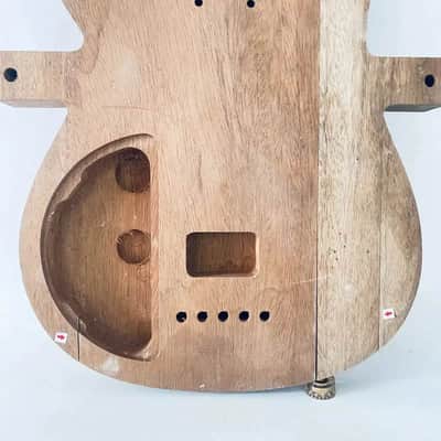 Raw Materiel Electric Bass Guitar Mahogany Body, Burl Wood Top image 10