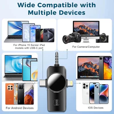 3 in 1 Mini Microphone, Wireless Lavalier Microphone for iPhone Android Camera USB-C,2.4G Ultra-Low Delay,Noise Reduction,Microphone Video Recording, Live Streaming,tiktok(Black, 3microphone) image 4