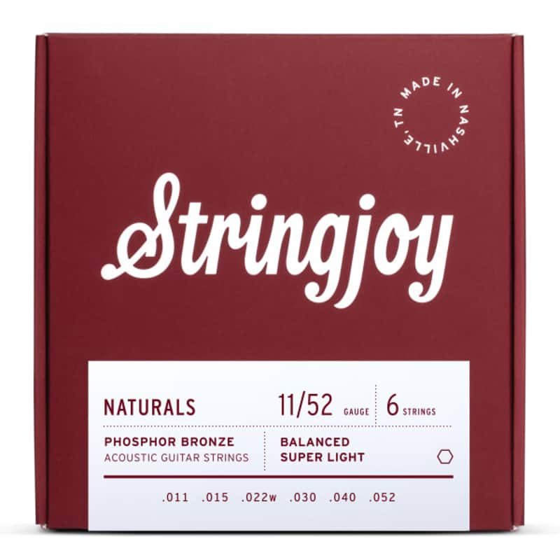 Stringjoy Naturals Super Light Gauge (11-52) Phosphor Bronze Acoustic Strings image 1