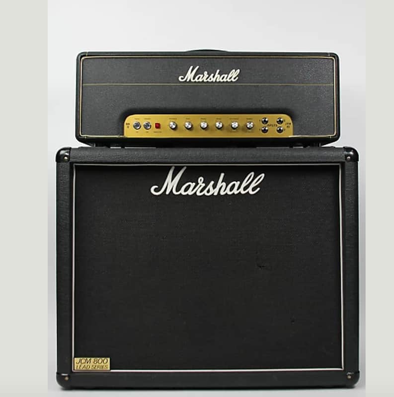 Marshall JTM 45 MKII reissue head and 2×12 cab 1989 Black image 1