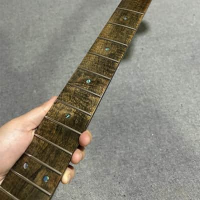DIY Gloss 22 Fret Roasted Flame maple Electric guitar Neck part Replacement image 7