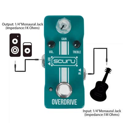SCURU Overdrive Guitar/Bass Effect Pedal GAIN/VOL/TREBLE Versatile Made By CALINE image 7
