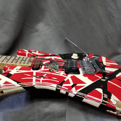 2021 EVH Striped Series Frankie Red / White / Black Stripes Relic image 5