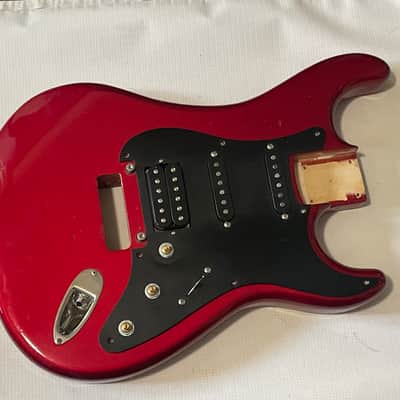 1983-84 Japan ESP Kramer Pacer Deluxe Globe Series Candy Apple Red Semi Loaded Guitar Body Floyd Ready
