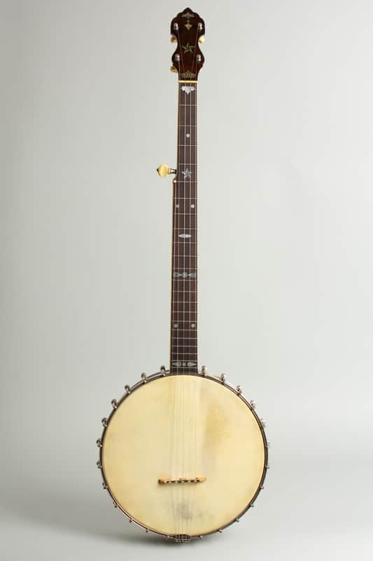 Fairbanks Senator No. 1 5 String Banjo (1905), ser. #23077, brown alligator chipboard case. image 1