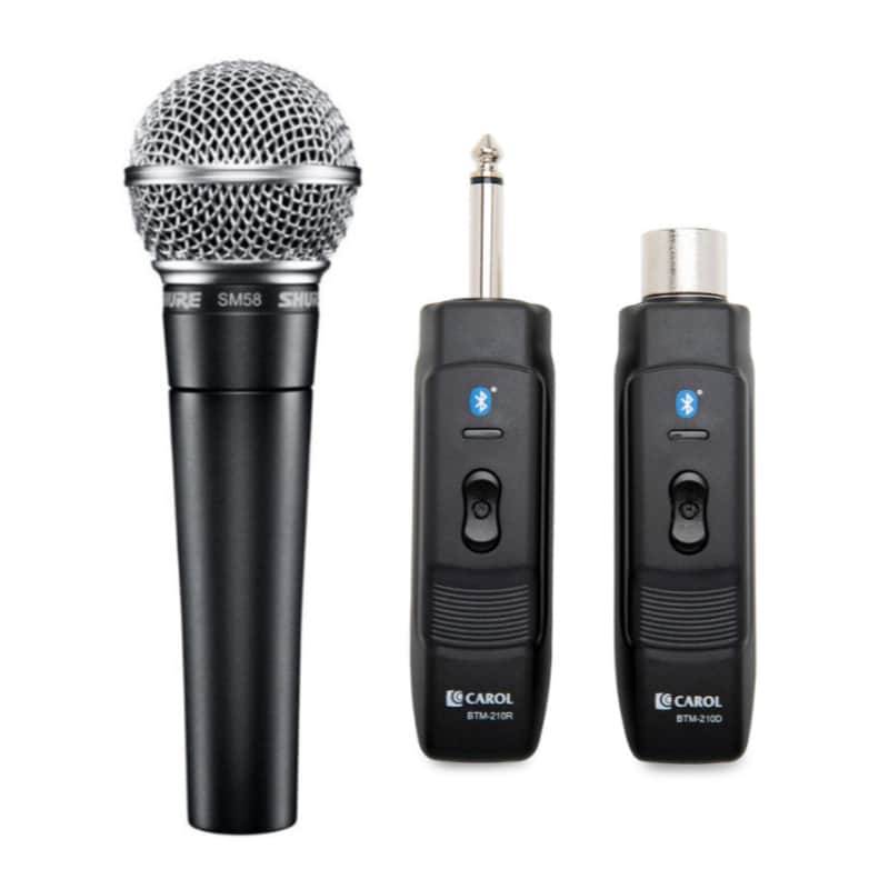 Shure SM58-LC Vocal Microphone w/ Knox Mic Bluetooth Module Adapter and Receiver image 1