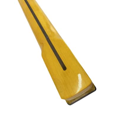 Vintage Yellow Gloss Maple Tele/Strat-Style Guitar Neck, 22 Fret, 25.5" Scale image 4