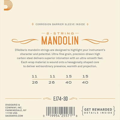 Mint 3 Sets of D'Addario EJ74 Mandolin Strings, Phosphor Bronze, Medium (11-40) image 2