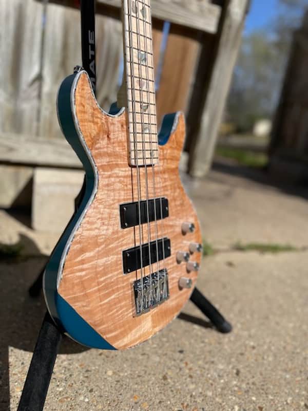 JLC Guitars Anaheim Bass - Natural, Aquamarine Metallic image 1